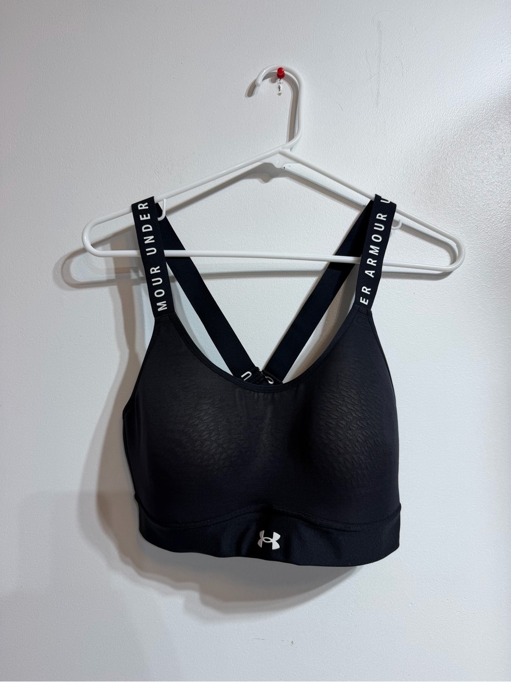 Under Armour Black HeatGear Sports Bra Logo Straps LG